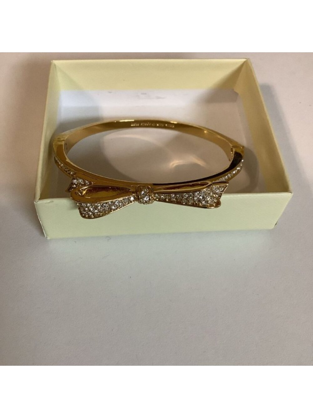 Kate Spade Love Notes Hinge Bangle Gold-Plated Metal With Pave Crystals W/Clasp